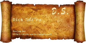 Dick Sára névjegykártya